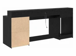 vidaxl Escritorio Roble 200 x 55 x 91 cm Madera contrachapada Negro