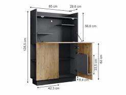 Hot Vicco Escritorio secretario antracita/roble dorado 85x28.6x128.5 alena Gris antracita