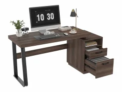 Clearance ModernLuxe Escritorio sencillo 135×54 cm - 2 cajones silenciosos - tablero amplio - marrón + negro Marru00f3n