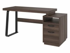 Clearance ModernLuxe Escritorio sencillo 135×54 cm - 2 cajones silenciosos - tablero amplio - marrón + negro Marru00f3n