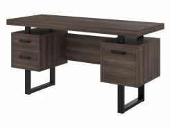 Escritorio sencillo 135×54 cm - 3 cajones silenciosos - tablero amplio - marrón + negro Escritorio Rinconero