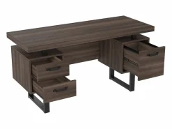 Escritorio sencillo 135×54 cm - 3 cajones silenciosos - tablero amplio - marrón + negro Escritorio Rinconero