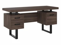 Escritorio sencillo 135×54 cm - 3 cajones silenciosos - tablero amplio - marrón + negro Escritorio Rinconero