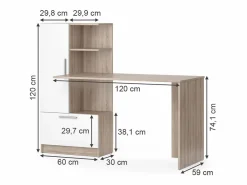 Vicco Escritorio sonoma/blanco 150x59.3x120.1 tomy