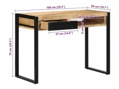 Hot Escritorio 100x50x75 cm madera maciza mango Escritorio Tradicional