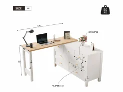 Outlet Merax Escritorio y aparador 2 en 1 - 120 x 40 x 70 cm - Giratorio 360° - con 7 cajones - aglomerado - Blanco