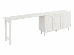 Merax Escritorio y aparador 2 en 1 - 120 x 40 x 74,5 cm - Giratorio 360° - con 3 puertas + 1 cajón - aglomerado -