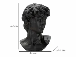 Escultura de cabeza antigua negra de 44 x 35,5 x 60 cm Negro