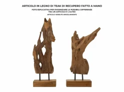 Escultura decorativa artesanal en madera de teca estilo étnico Rakat