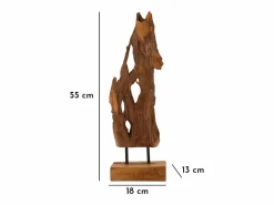 Escultura decorativa artesanal en madera de teca estilo étnico Rakat