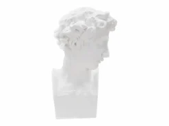 Escultura decorativa de resina blanca rostro masculino Enea