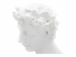 Escultura decorativa de resina blanca rostro masculino Enea