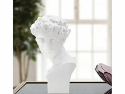 Escultura decorativa de resina blanca rostro masculino Enea