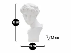 Escultura decorativa de resina blanca rostro masculino Enea
