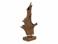 Hot Escultura decorativa étnica de madera de teca hecha a mano Akar Marru00f3n