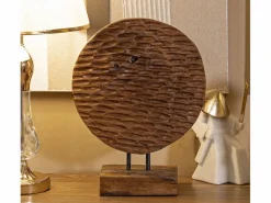 Escultura étnica decorativa de madera de teca hecha a mano Coin