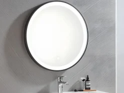 New OZAIA Espejo baño luminoso redondo LEDS NUMEA - Anch 60xAlt.60 cm Negro