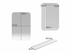 Espejo de baño - Mueble con espejo - Estante regulable - 76 x 51 cm -