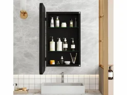 Espejo de baño - Mueble con espejo - Estante regulable - 76 x 51 cm - Accesorios De Cuarto De Baño|Espejo De Cuarto De Baño