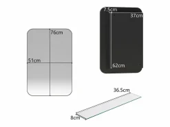 Espejo de baño - Mueble con espejo - Estante regulable - 76 x 51 cm - Accesorios De Cuarto De Baño|Espejo De Cuarto De Baño