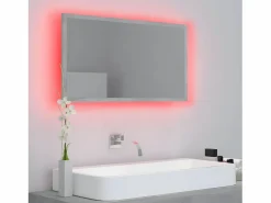 Espejo de baño acrílico hormigón 80x8,5x37 cm ES243846