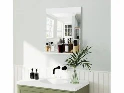 Discount Homcom Espejo de baño Altivia con estante 60x50x12 cm Blanco