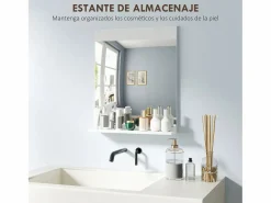 Discount Homcom Espejo de baño Altivia con estante 60x50x12 cm Blanco