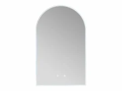 Clearance OZAIA Espejo de baño con forma de arco antivaho con luces LED, Ancho 50 cm, ARCADI Transparente