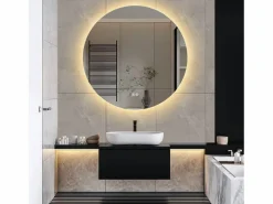 Espejo de baño con iluminación LED - 80 x 80 cm - Interruptor táctil - 3 colores de iluminación - Montaje en pared