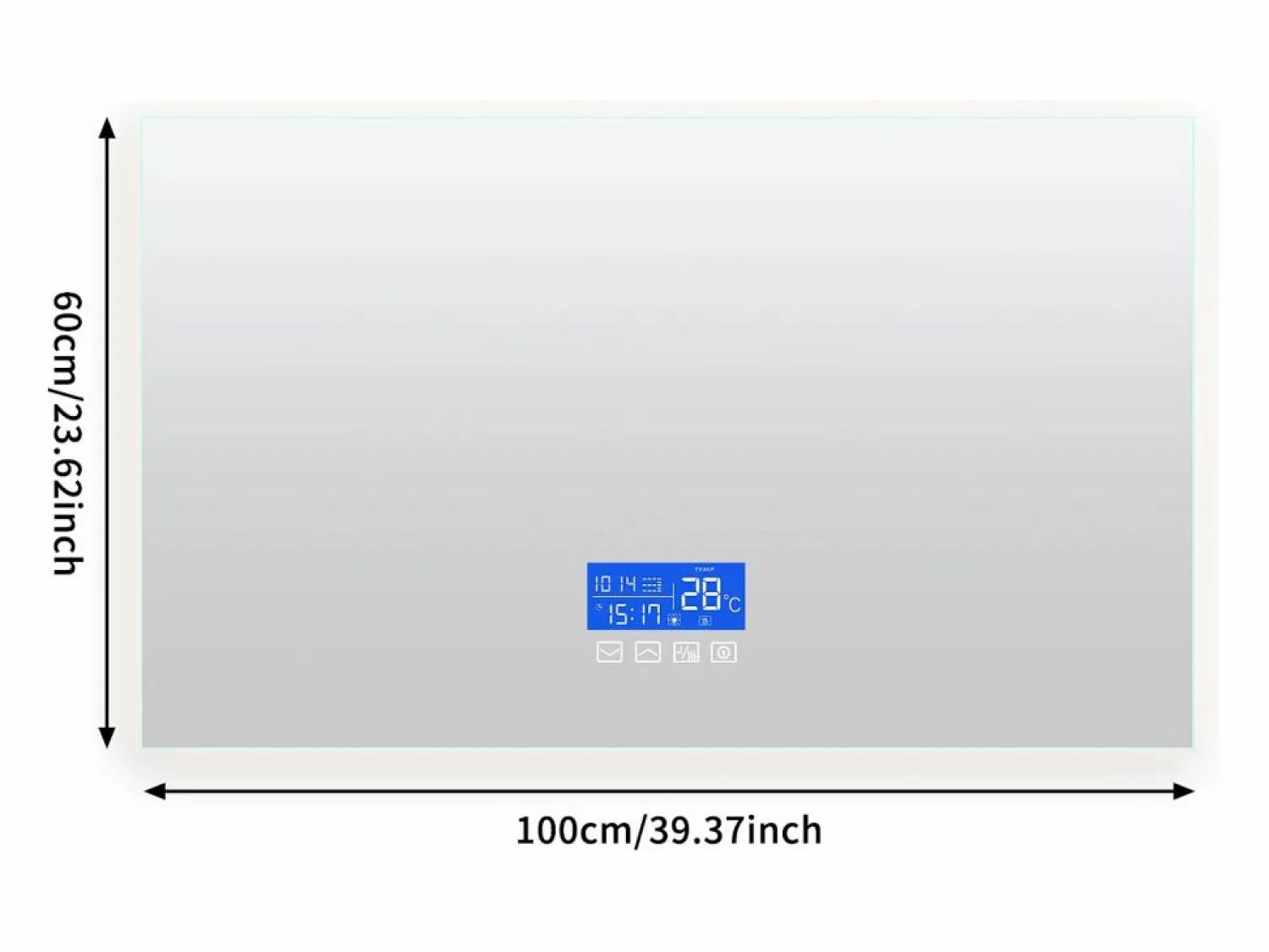 Sale Espejo de baño con iluminación LED - 100 x 60 cm - 3 colores de luz - con indicador de temperatura Blanco