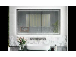 Online Espejo de baño con Led,80 x 60 cm, luz blanca, rectangular, Con función antivaho, memoria agapada, brillo ajustable. Transparente