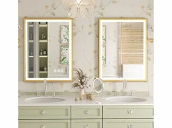 Fativo Espejo de baño iluminado LED antivaho con marco 80x60x4cm