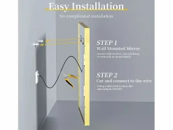 Fativo Espejo de baño iluminado LED antivaho con marco 80x60x4cm