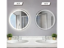 New NETTLIFE Espejo de baño iluminado - Redondo 80 cm LED, IP44, interruptor táctil, antivaho, ajustable 3000K-6500K Transparente