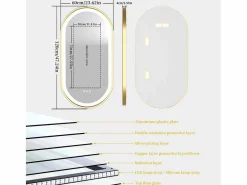 Outlet Espejo de baño LED antivaho 3 colores regulables 120x60x4cm Accesorios De Cuarto De Baño|Espejo De Cuarto De Baño