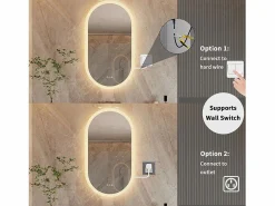 Sale Fativo Espejo de baño LED ovalado 100x50cm espejo de pared iluminado con 3 colores ajustables 100x50cm Plateado