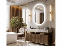 Fativo Espejo de baño LED ovalado 80x50cm espejo de pared iluminado con iluminación de 3 colores ajustables 80x50cm