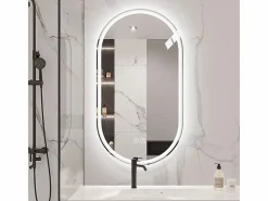 Hot Espejo de baño LED ovalado 60x90 cm con función antivaho - Cristal antivaho Accesorios De Cuarto De Baño|Espejo De Cuarto De Baño