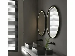 Outlet Espejo de baño LED redondo 60com espejo iluminado de pared con 3 colores ajustables antivaho 60x60cm Accesorios De Cuarto De Baño|Espejo De Cuarto De Baño