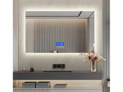 Best Espejo de baño LED 100x60 cm - Iluminación, Táctil, Antivaho, Reloj, Temperatura, Regulable Espejo|Accesorios De Cuarto De Baño