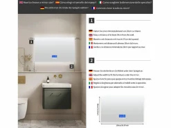 Best Espejo de baño LED 100x60 cm - Iluminación, Táctil, Antivaho, Reloj, Temperatura, Regulable Espejo|Accesorios De Cuarto De Baño