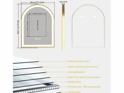New Espejo de baño LED 60x90cm con iluminación espejo iluminado de pared 3 colores ajustables 60x90x4cm Accesorios De Cuarto De Baño|Espejo De Cuarto De Baño