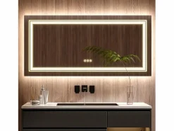 Fativo Espejo de baño LED 120x80cm espejo de pared rectangular luz antivaho 120x80cm