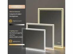 Fativo Espejo de baño LED 80x60cm espejo de pared con iluminación antivaho 80x60cm