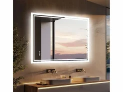 Fativo Espejo de baño LED 80x60cm espejo de pared con iluminación antivaho 80x60cm