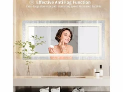 Fativo Espejo de baño LED 100x60cm espejo de pared antivaho rectangular 100x60cm
