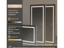 Fativo Espejo de baño LED 100x60cm espejo de pared antivaho rectangular 100x60cm
