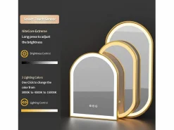 Outlet Fativo Espejo de baño LED 80x50cm espejo de pared ovalado antivaho 3 colores ajustables 80x50x4cm Dorado