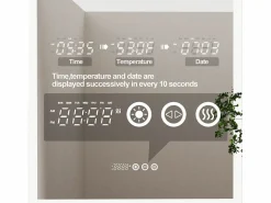 Outlet Espejo de baño LED 60x90cm espejo con bluetooth tricolor antivaho 90x60cm Accesorios De Cuarto De Baño|Espejo De Cuarto De Baño