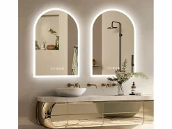 Outlet Espejo de baño LED 60x90cm espejo con bluetooth tricolor antivaho 90x60cm Accesorios De Cuarto De Baño|Espejo De Cuarto De Baño